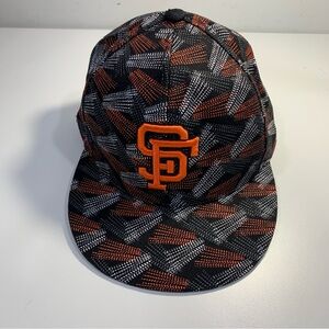 SF San Francisco Giants Hat Geometric Print Red camo Back Logo Cap Cotton 7 1/2